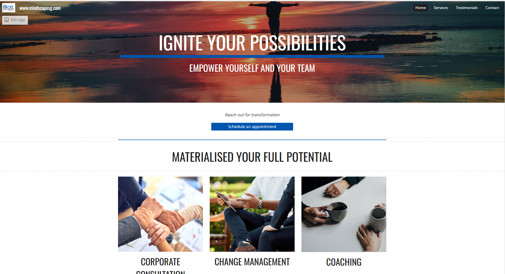 The previous Mindscape website — "Ignite Your Possibilities"